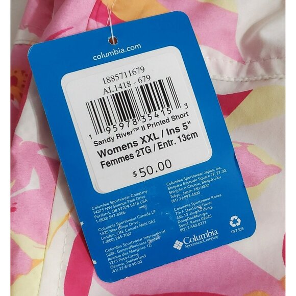 New Columbia Shorts Tropical Floral Pink Yellow Orange Womens 2X XXL Hawaiian - Picture 7 of 15